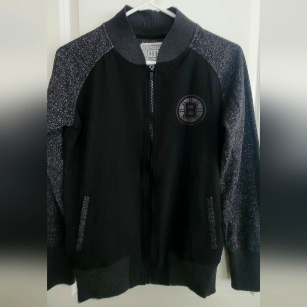 Boston NHL Black and Gray Zip-Up Jacket